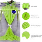 MDS Halloween Chiffon Table Runner - 12 Pack, 29 x 170 Inches, 14ft Each - Sheer Spooky Table Runners for Haunted House Parties, Trick-or-Treat Tables, Witchy Décor, Wedding & Events - Parrot Green