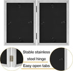 decorUhome Double 5x7 Picture Frame Vertical, Engineered Wood Bifold Photo Frame with Plexiglass for Tabletop Display, 5x7, Silver