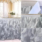 Luxury Organza Mesh Table Skirt Draping Floating Romance - Perfect for Bridal Showers, Birthday Weddings - Clear Flowing Decoration for a Wonderful Main Cake Table (Silvey Grey-6ft, 72" L×30" H)