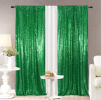 Eternal Beauty Sequin Backdrop Curtains, 2x8 Ft-2 Panels Green Back Drop for Shimmer Photography Party Wedding Birthday Decor