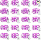 20 Pack LED Fairy Lights Battery Operated,3 Features Blinking Slowly Blinking & just on 7FT 20 LED Waterproof Mini Twinkle String Lights for Wedding Mason Jars Halloween Christmas Decorations,Purple