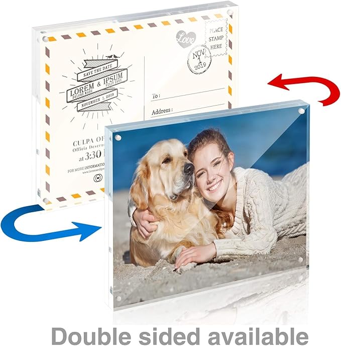 TWING 36 Pack 4x6 Acrylic Picture Frames Bulk, 10+10MM 4 By 6 Magnetic Acrylic Photo Frame Horizontal Magnet Double Sided Magnetic Frames Set, 6 x 4 Clear Picture Frames Block Picture Frame Desktop Display,Gift