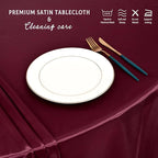 6 Packs Satin Tablecloth 120 Inch Burgundy Round Table Cloth Silk Tablecloth Smooth Fabric Overlay Satin Table Cover Decoration for Wedding Party Banquet Events
