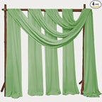 4 Panels Wedding Arch Draping Fabric 28"x 20Ft Chiffon Wedding Arch Drape Chiffon Fabric Drape Sheer Backdrop Curtain for Nuptials Party Ceremony Birthday Reception Backdropn Ceiling Decor(Sage Green)