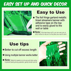4 Pack 10 Ft Green Foil Fringe Garland Metallic Streamers Tinsel Banner Wall Hanging Garland Backdrop for Parade Floats, Halloween, Christmas, Thanksgiving, New Year Party Decorations