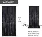 Black Foil Fringe Curtain 3.3×8.3FT 6 Packs, Metallic Tinsel Curtains Party Streamers for Birthday Graduation Baby Shower Decoration (6pcs,3.3FT×8.3FT, Black)