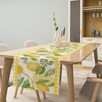 Lemon Table Runner,Yellow White Buffalo Plaid Summer Table Runner for Kitchen Dining Table Home Party Decoration 13x72 Inch