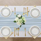 2 Pack 10 Ft Chiffon Table Runner Baby Blue Gauze Long Table Runners 27x120 Inches Sheer Tulle Table Runner for Rustic Wedding Reception Bridal Shower Decorations Birthday Party