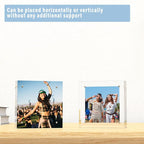 HELPLEX 5 Pack 6x6 Acrylic Picture Frames, 24mm Thicker Square Frameless Clear Frame Double Sided Magnetic Frame, Free Standing Desktop Display Stand