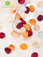 Alecono 400 pcs Silk Rose Petals, Faux Rose Flower Petals for Wedding Flower Girl, Orange Fall Fake Silk Petals Artificial Flower Petals for Bridal Shower