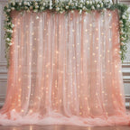 20ft X 10ft Peach Tulle Backdrop Curtain for Parites, Sheer Backdrop Curtains Fabric Drapes for Wedding Ceremony Arch Party Stage Decorations
