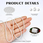 99 Feet 3mm Pearl Strings for Crafts, Artificial Pearl Beaded Garland Trim Chain Strands for Wedding Centerpieces Party Decoration Christmas Tree Garland, White