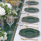 Liacere 50PCS Green Plastic Plates - Heavy Duty Disposable Plate-Green and Gold Include 25PCS Dinner Plate, 25PCS Dessert Plates for Easter&Baby Shower Gifts