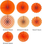 Hanging Paper Fan Set, Tissue Paper Pom Poms Flower Fan and Honeycomb Balls for Birthday Baby Shower Wedding Festival Decorations - Orange