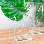 10 Pack Clear Blank Acrylic Sign for Table Numbers, 5x7 Inch Clear Acrylic Sheet Sign Blank 1/8 inch Thick, Use for DIY Table Signs for Wedding Party Events, Wood Stand NOT Included