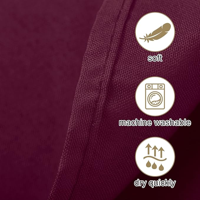 Ascoza 2pack 108 Inch Burgundy Round Tablecloth in Washable Polyester Fabric for Wedding/Banquet/Restaurant/Parties