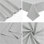 6 Pack Light Grey Rectangular Tablecloths, 60 x 126 Inch, Polyester/Fabric, Wrinkle & Stain Resistant, Classic Style, Perfect for 8ft Tables, Weddings, Banquets, Parties