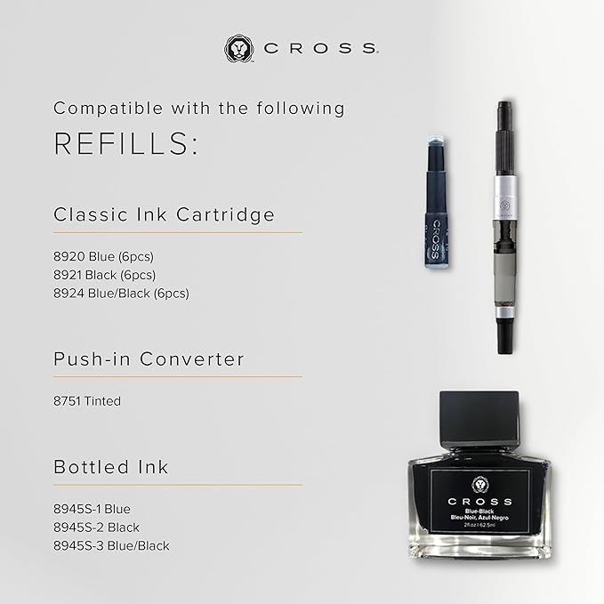 Cross Bailey Light Refillable Fountain Presented in a Everyday Gift Box - Medium Point, Black Ink, Polished Teal