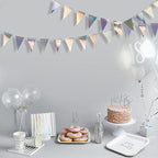 40Ft Iridescent Party Decorations Holographic Hanging Triangle Pennant Banner Flag Bunting Garland for Graduation Birthday Anniversary Engagement Wedding Bridal Baby Shower Disco Hen Party Supplies