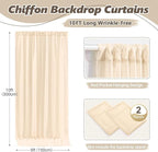 10ft x 10ft Champagne Backdrop Curtains, Wrinkle-Free Sheer Chiffon Fabric Photo Backdrop Drapes for Wedding Arch Party Ceremony Stage Photography Decorations