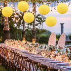 BEISHIDA 8-Inch Yellow Round Paper Lanterns Decorative Hanging Asia Chinese Japanese Paper Lanterns Lamp for Birthday Halloween Wedding Baby Bridal Shower Fall Home Decor Party Decoration（6 Packs）