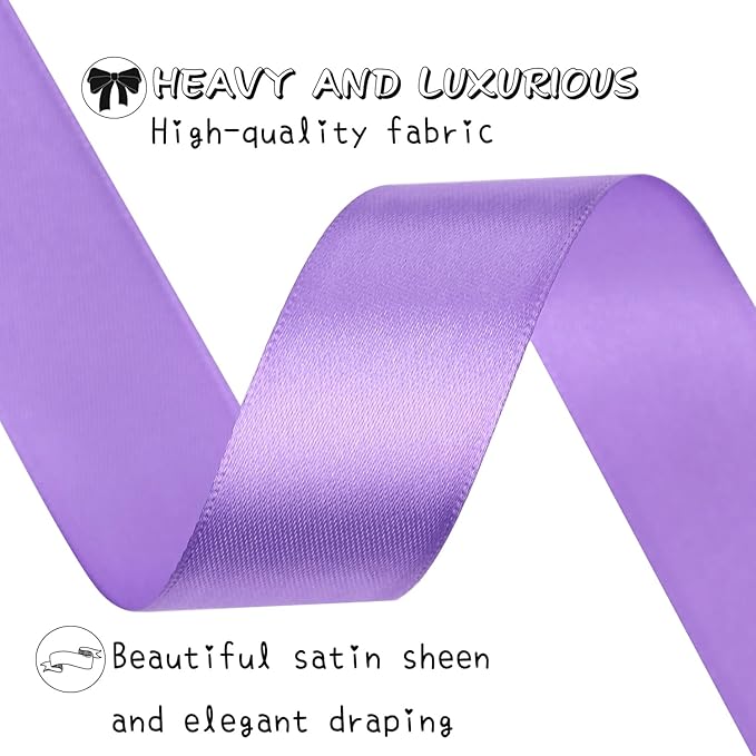 Light purple Solid Satin Ribbon 1 Inch 25 Yards Solid Polyester Fabric Ribbon for Gift Wrapping Wedding Christmas Baby Shower Birthday Party Decoration Handmade Immortal Flower Craft