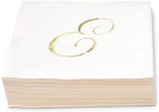 Gift Boutique 100 Gold Monogram Cocktail Napkins Letter E Disposable Paper Hand Towels for Bathroom Wedding Baby Shower Holiday Party Decor