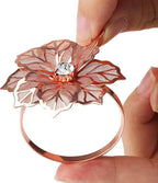 KPOSIYA Hollow Out Flower Napkin Ring Holder Metal Napkin Rings Set of 20 for Wedding Party Holiday Banquet Christmas Dinner Delicate Serviette Buckles Decor Favor (20, Flower-Rose Gold)