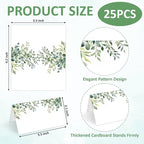 25 Pcs Greenery Place Cards, Watercolor Blank Tent Name Cards for Food Buffet, Dinner Party, Wedding Reception, Bridal Shower Table Setting -07