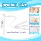 60 Pieces Wedding Colorful Ribbon with Bells, Party Ribbons Streamers Sticks Magic Wish Fairy Wand for Wedding Party Holiday Activities Favors (White-60)
