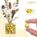 DomeStar 150PCS Fake Gold Ice, Acrylic Ice Fake Plastic Gold Nuggets Rocks Gems Marble Vases Fillers for Table Scatter Birthday Wedding Party Decoration