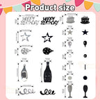 VHUWE Happy Birthday Confetti, 1.6 oz Black Silver Cake Balloon Star Goblet Bottle Confetti for Happy Birthday Party Decorations Boys Girls Kids Women Men Birthday Table Decorations | Black Silver