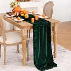 Emerald Green Velvet Table Runner Fall Thanksgiving Table Runner 20 x 120 Inch Luxurious Elegant Velvet Fabric Friendsgiving Table Decorations for Christmas Dinner Wedding Bridal Baby Shower