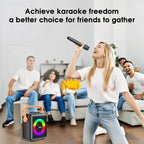 Karaoke Machine,8000mAh Portable Bluetooth Speaker with 2 Wireless Microphones for Adults & Kids,Microphone Speaker Set with Lights,Supports for TF Card,AUX in,FM,REC,for Parties,Outdoor,Home (HBL100)