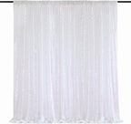 8ft x 8ft White Iridescent Sequin Backdrop Curtain Sparkly Background Drapes for Wedding Birthday Baby Shower Event Decorations