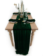 Emerald Green Velvet Table Runner, Luxurious Wedding Table Runner Decorations, 20 x 120 inch 10ft Velvet Fabric Table Linen Overlay for Party