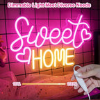 Sweet Home Neon Sign for Wall Decor, 15.7x9.8 inch USB Powered Home Sweet Home Neon Signs with Dimmer Switch for House Warming Party Living Room Apartment Bedroom Housewarming Homecoming Gift
