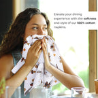 Urban Villa Dinner Napkins Honey Bee Print Cloth Napkins (Set of 12) Oversized 20x20 Inches 100% Cotton Premium Quality Soft Durable with Mitered Corners Reusable Washable Everyday Use Parties Napkins