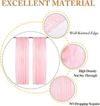 ShinyBeauty Baby Pink Curtains 2FTx8FT 4 Panels Sequin Backdrop Photo Backdrops Shimmer Wall Background Glitter Curtain for Baby Shower Sequins Backgrounds