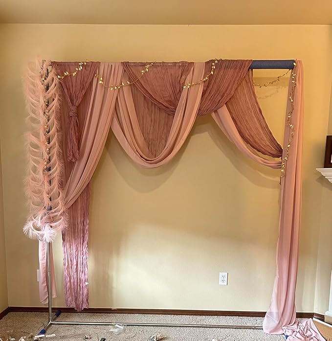 Wedding Arch Draping Fabric Backdrop 1 Panel 60" x 26Ft Dusty Rose Drapes Curtains for Wedding Reception Sheer Tulle Backdrop Curtain for Ceremony Birthday Party Baby Shower Arbor Ceiling Decorations