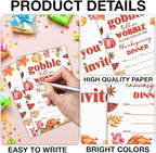 Thanksgiving Party Invitations Fall Pumpkins Turkey Friendsgiving Thanksgiving Dinner Party Fill in Invites Cards With Envelopes (20 Count), Double Sided Design