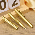 Hongdian M2 Mini Brass Fountain Pen with Extra Fine Soft Golden Nib, Sleek Shape Short Pocket Travel Pen (Glossy Brass)