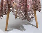 vctops Damask Lace Patchwork Tablecloth Luxury Square Small Table Cover Elegant Floral Embroidered Lace Table Cloth for Party Kitchen Dinning Picnic Decoration (Type F,22"x22")