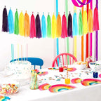 Rainbow Birthday Party-Decorations - 33pcs Colorful Banner,Mexican Theme Streamers Tassel Garland,Tissue Pom Poms Honeycomb,Paper Lantern Fans,Baby Shower Classroom Decor Supplies Hugtmr