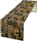 Vintage Deer Bear Table Runner, Fish Retro Farmhouse Cabin Lake Country Lodge Table Runner for Home Dinner Kitchen Living Room, 13x120 Inch