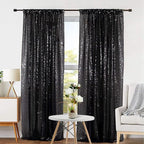 Eternal Beauty Sequin Backdrop Curtains, 2x8 Ft-2 Panels Black Back Drop for Shimmer Photography Party Wedding Birthday Decor