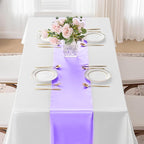 SHEJIZE 2 Pack Lavender Satin Table Runner 12x108 Inches Long, Bright Silky Smooth Satin Table Runner Table Decor for Wedding Banquet Christmas Prom Event Birthday Party