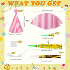 116 PCS Birthday Party Cone Hats Assorted Colors Cone Paper Hat with Colorful Blowers and Metallic Fringed Noise Makers Blowouts for Kids Adults Birthday Baby Shower Party Supplies