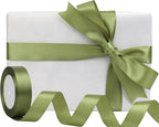 Olive Green Solid Satin Ribbon 1 Inch 25 Yards Solid Polyester Fabric Ribbon for Gift Wrapping Wedding Christmas Baby Shower Birthday Party Decoration Handmade Immortal Flower Craft