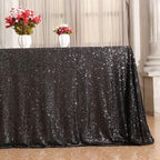 SquarePie Sequin Tablecloth 50 x 72 Inch Black Sparkly Table Cloth for Halloween Wedding Party